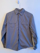 Small pd&c Dark Gray Casual Roll Tab Sleeve Button Down Pockets 