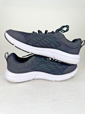 Size 10 - Under Armour Charged Assert 10 Black White Lace-Up Sneakers Jogging