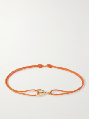 LUIS MORAIS Bracelet 14K Gold Cord Adjustable Naja Charm Orange