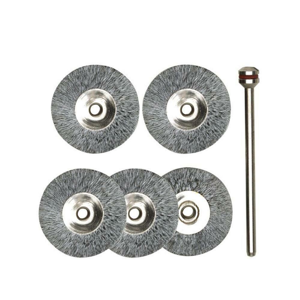 Set 5 Spazzole discoidali in acciaio Ø22mm con gambo portautensile PROXXON 28952