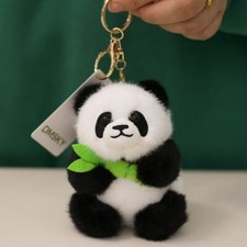 Bamboo stick panda plush toy small pendant doll backpack charm dolls
