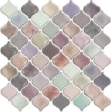 Pink Arabesque Self-Adhesive Peel and Stick Tile Backsplash - Pack of 10