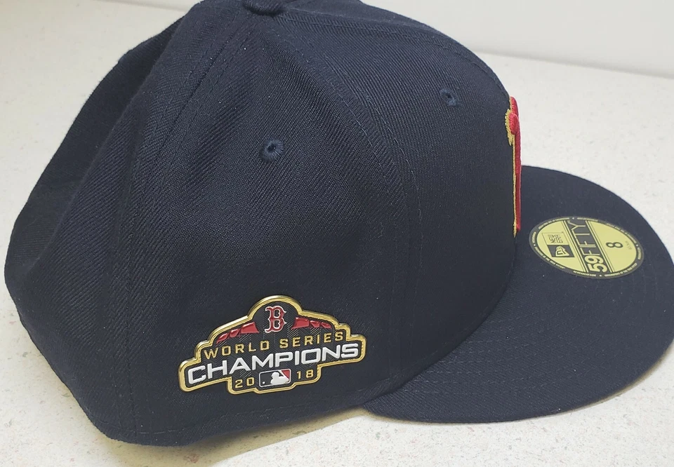 2018 Gold Program 59/50 Fitted Hat Cap  World Series Boston Red Sox NLB19 - Image 3 of 4