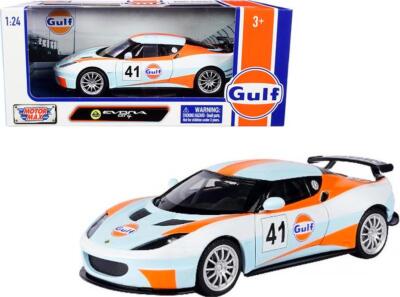 Lotus Evora GT4 #41 Gulf Oil Light Blue with White and Orange Stripes 1/24 Model
