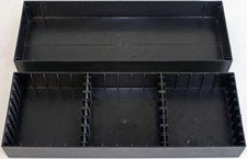 Cassette Plastic Organizer Storage Box Holds 15 Cases OR 24 Tapes - 12.5" Black