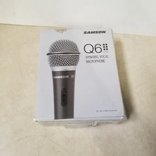 Samson Q6 Dynamic Vocal Microphone SAQ6 BLACK Mic Clip & 18' Mic Cable Included 