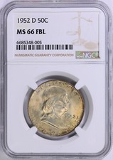 1952 D Frankln Half NGC MS66 FBL