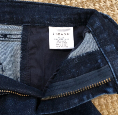 J BRAND ALANA HIGH RISE CROP JEANS 29 DARK VIBES EUC