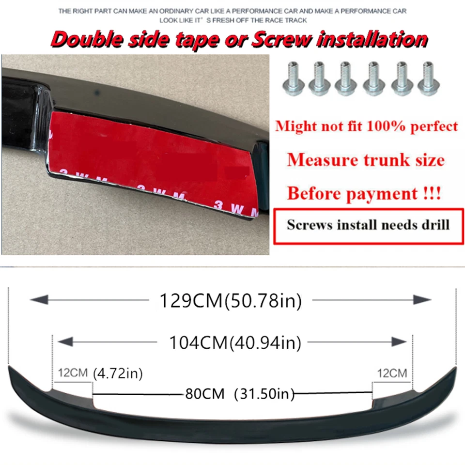 Universal Black Rear Trunk Wing Racing Spoiler Fit For Ford Taurus 2000-2007 Foto 2 de 4