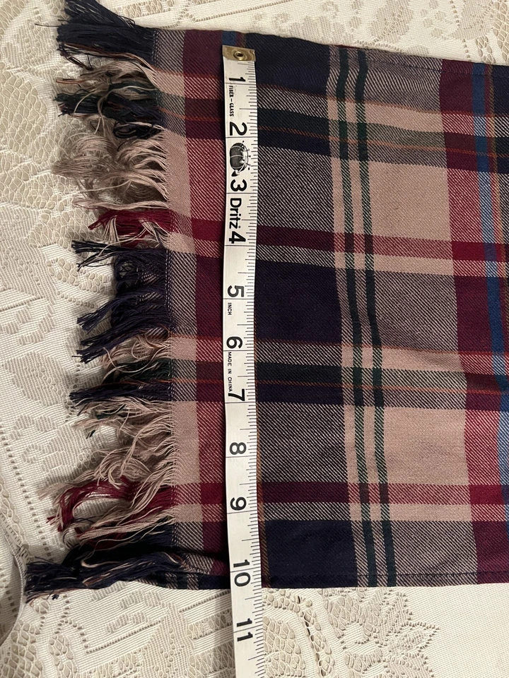 Bufanda de lana de algodón a cuadros tartán azul tostado vintage LOBO de Pendleton 10X56 Foto 3 de 4