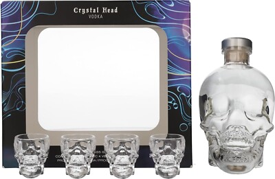 Crystal Head Vodka Geschenkset mit 4 Skull Shot Gläsern  - 40 % Vol. / 0,7 Liter