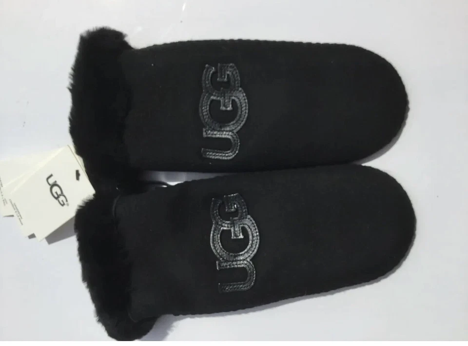 Guantes de invierno UGG para mujer piel de oveja Heritage Logo negros talla L XL totalmente forrados Foto 2 de 4