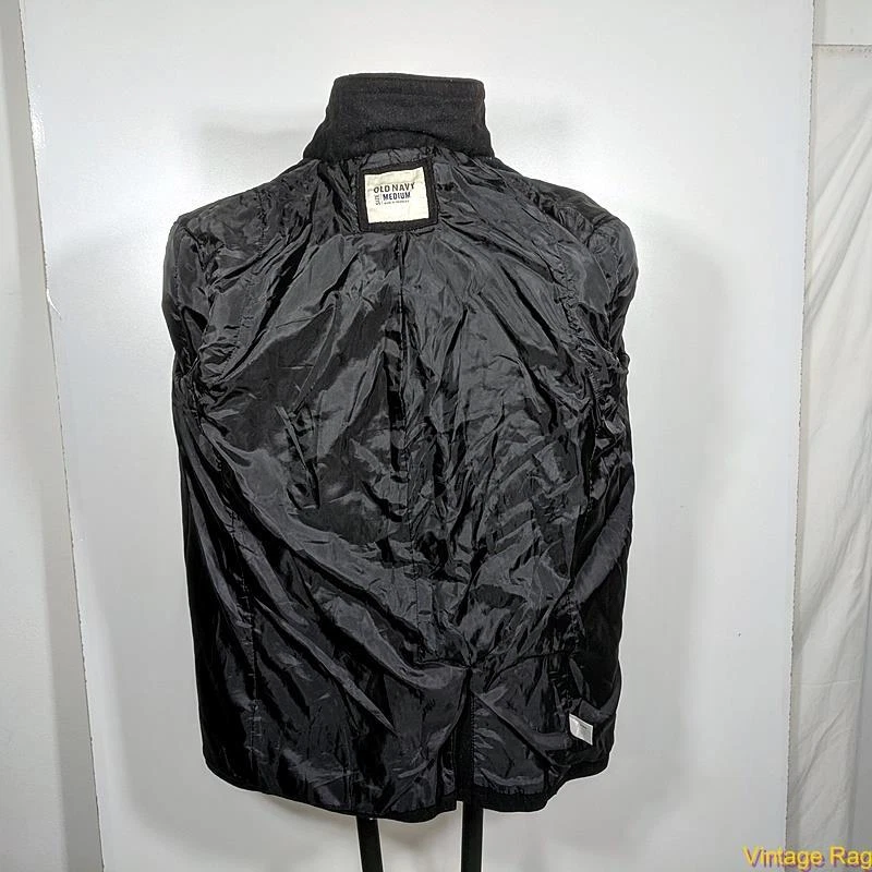 Abrigo Chaqueta Abrigo Chaquetón Guisante Mezcla Lana Azul Marino Antiguo Para Hombre Talla M Negro Aislado Foto 4 de 4