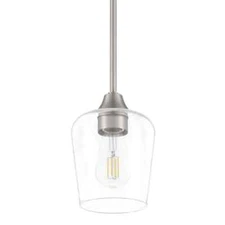 Hampton Bay Pavlen 1-Light Brushed Nickel Contemporary Hanging Mini Pendant