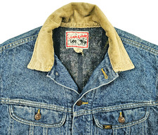 HOT VTG Men's LEE STORM RIDER TRUCKER BLANKET LINED 4 Pcks Denim JACKET Jeans M