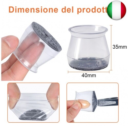 Gommini per Sedie Rotondi, 32 Pezzi Tappi per Sedie in Silicone(Trasparente), - Foto 7 di 7