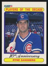 1990 Fleer #625 Ryne Sandberg, Chicago Cubs, HOF.