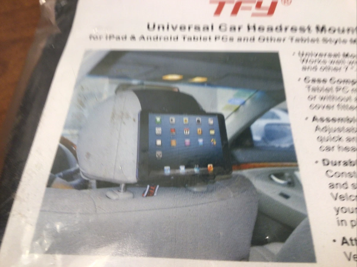 Car Headrest Mount Tablet Holder w/Strap for 7-11” iPads/Android Travel Trips