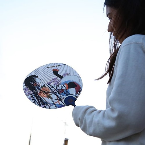 xxxHOLiC Yuko Ichihara Uchiwa Round Paper Fan Bamboo w/ Stand CLAMP Japan LTD - Picture 6 of 6
