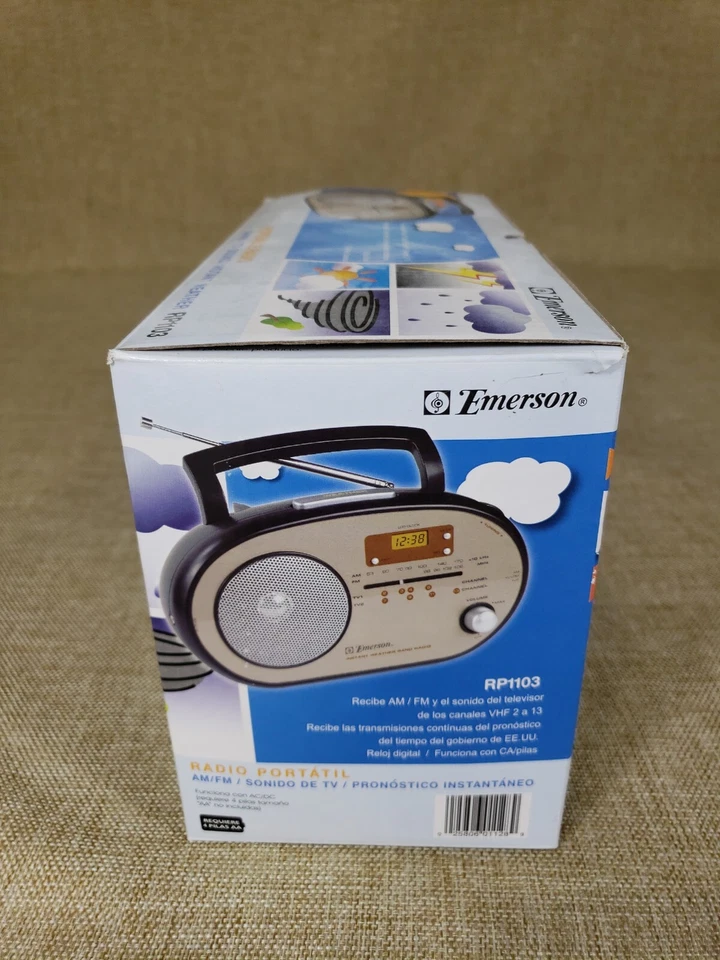 Emerson Instant Weather Band Radio AM/FM/TV Sound Digital Clock RP1103 New NIB - Image 4 of 4