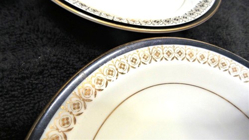 Tazones de postre de fruta vintage Sone China Kent x4 banda negra diseño dorado adorno dorado - Imagen 3 de 5