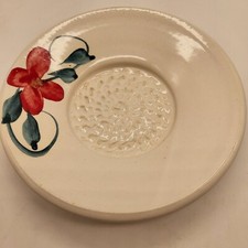 Contemporary Pottery Hand Made Garlic Grater/ Zester Plate Flowers Made In USA