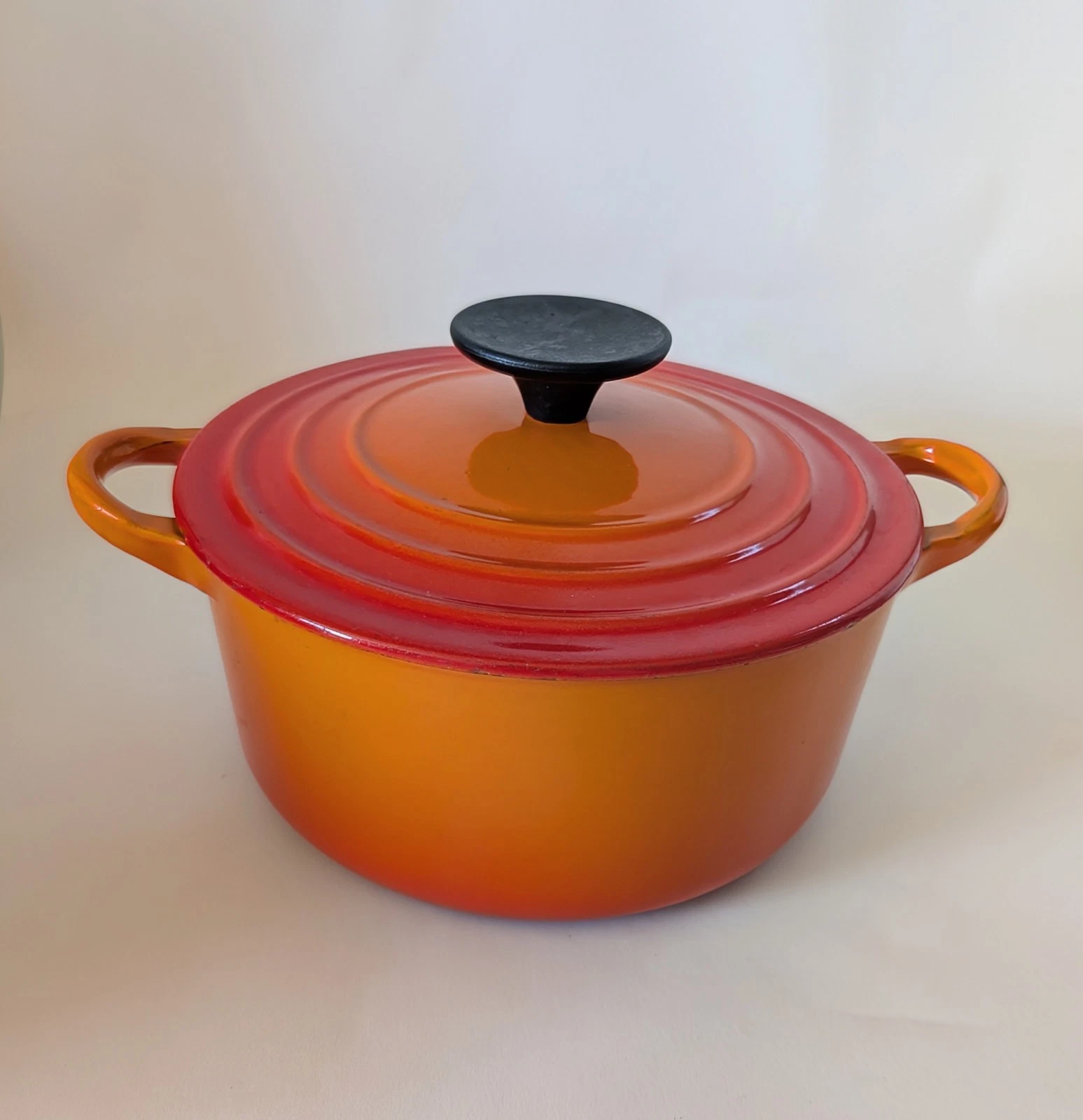 Vintage Le Creuset Round Dutch Oven B Flame Orange 2 Qt Cocotte France