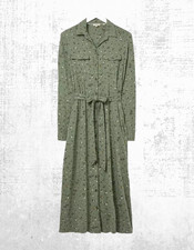 Womens Fat Face Sarah Ditsy Jersey Shirt Dress in Olive Green (A Bit Defect)