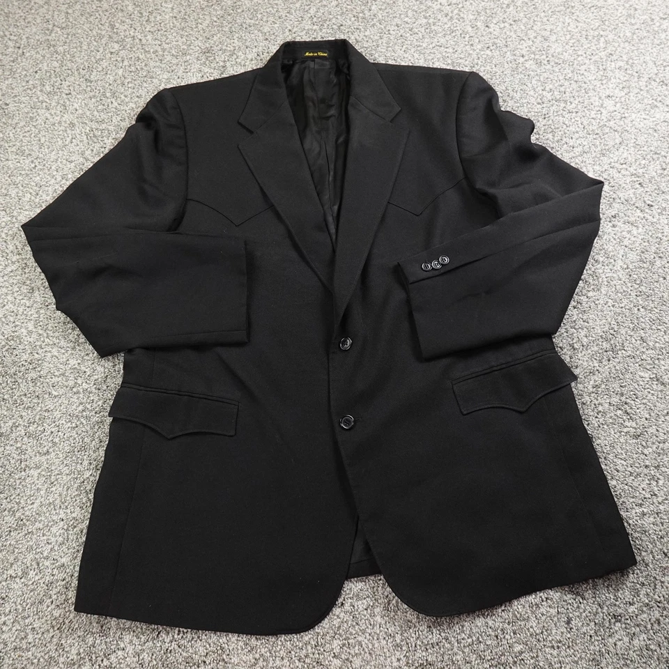 Blazer Circle S Para Hombres 50L Negro Yugo Occidental Dos Botones Abrigo Deportivo Chaqueta Vaquero Foto 2 de 4