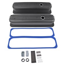 Black Finned Tall Valve Covers 3-1116 Height With Center Bolt Fit For Chevy Black Finned Tall Valve Covers 3-1116 Height With Center Bolt Fit For Chevy