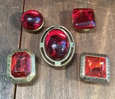 Button Covers Lot Of 5 Red Mixed Size Shape