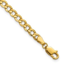 10k Yellow Gold 4.3mm Semi-Solid Curb Link Chain Bracelet 8"