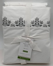 Pottery Barn Blossom Embroidered Organic Percale KING Sheet Set Gray Multi