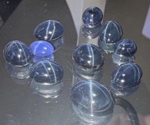 Star Pattern Blue Sapphire Stone Cabochon for Jewelry Making - Lot of 10 stones