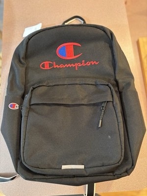 Champion Black Backpack with Logo and Multiple Pockets. NWT