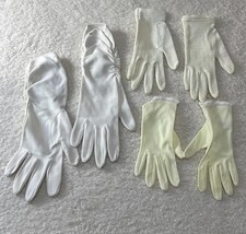 Lot of 3 Pairs White  Light Yellow Dress Gloves Costume Wedding Tea Party