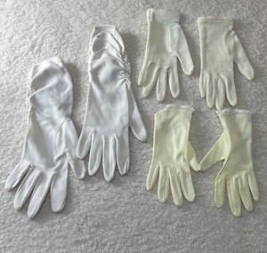 Lot of 3 Pairs White & Light Yellow Dress Gloves Costume Wedding Tea Party
