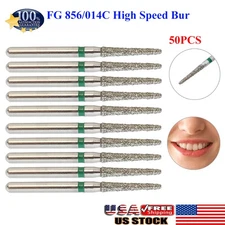 50PCS Diamond Burs FG 856/014C Round End Taper High Speed Burr Coarse Grit Green