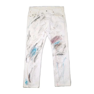 Levi's 501 Jeans Mens 38x34 White Painter Paint Splatter Distressed Workwear 