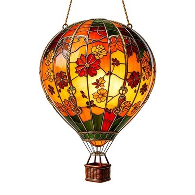 Solar Hot Air Balloon Hanging Light Flickering Flame Acrylic Garden  Decor 2D