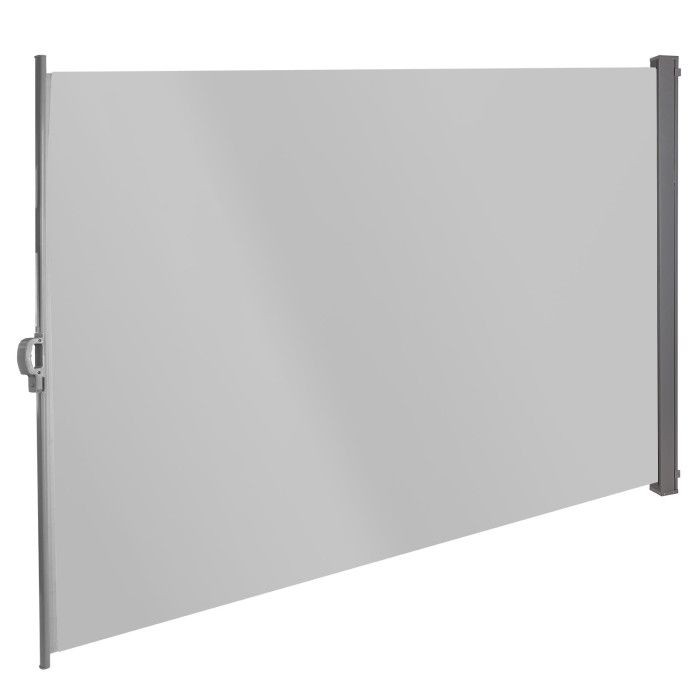 Store latéral gris 160 x 300 cm et brise-vue rétractable en aluminium pour terrasse D41292