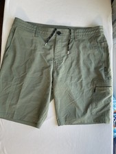 O Neill Hybrid Boardshorts Mens 38 Green Ripstop Stretch Surf Swim Shorts