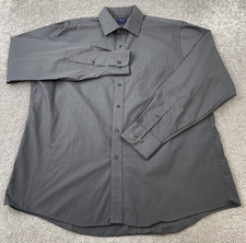 Arrow Classic Fit Button Up Shirt Men's 16.5 Long Sleeve Gray Wrinkle Free