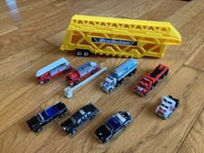 VTG Micro Machines 9 Vehicle Lot Limousine Fire Engine Milk Semi Truck Carrier