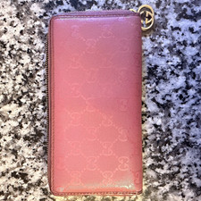 Gucci Pink Women s Zip-Around Wallet GG Logo ...