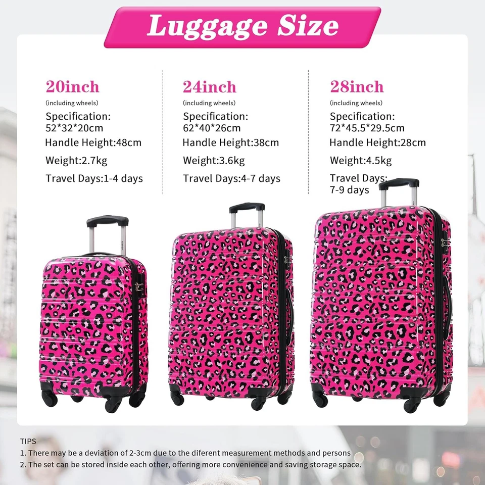 Juego de maletas, juegos de equipaje rígido de 3 piezas con ruedas giratorias, bloqueo TSA expandible Foto 2 de 4