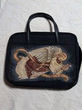 Vtg Zondervan Bible Cover Angel Tapestry Zippered Case Carrier W/ Handle