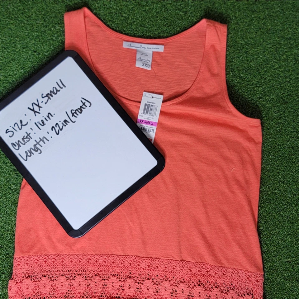 Regata American Rag crochê sem mangas coral casual verão XXS - Imagem 2 de 4