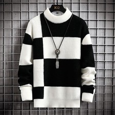 Men's Crew Neck Sweater Casual Knitted Pullover Warm Sweaters