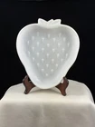 Vintage Hazel Atlas White Milk Glass Strawberry Candy Dish Trinket Tray